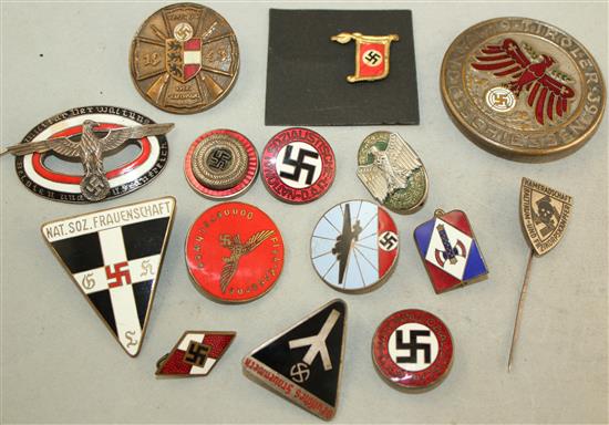 A collection of sixteen German Third Reich enamelled badges,